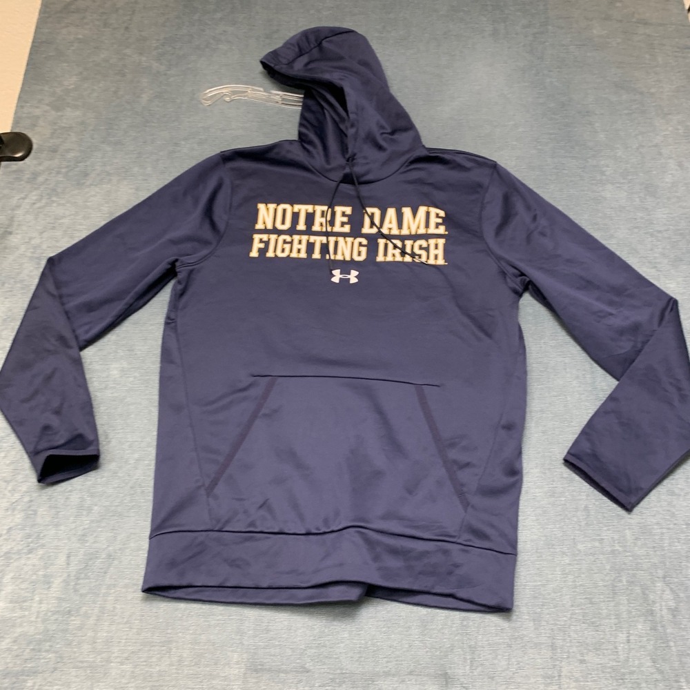 Notre Dame Fighting Irish Hoodie Mens Medium Blue‎ Under Armour Football NCAA